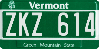 VT license plate ZKZ614