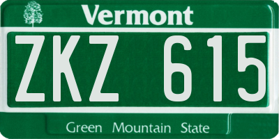 VT license plate ZKZ615