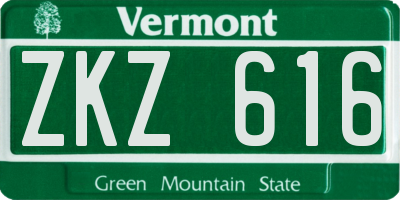 VT license plate ZKZ616