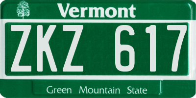 VT license plate ZKZ617