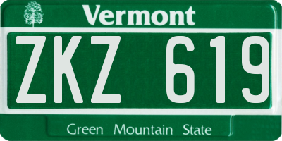 VT license plate ZKZ619