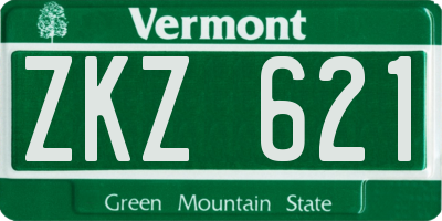 VT license plate ZKZ621