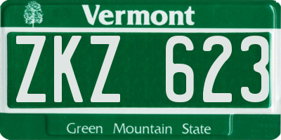VT license plate ZKZ623