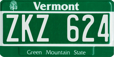 VT license plate ZKZ624