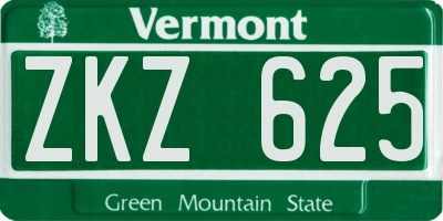 VT license plate ZKZ625