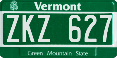 VT license plate ZKZ627