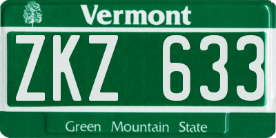 VT license plate ZKZ633