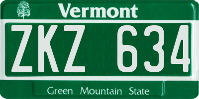 VT license plate ZKZ634
