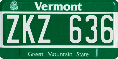 VT license plate ZKZ636