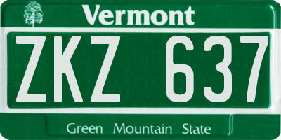 VT license plate ZKZ637