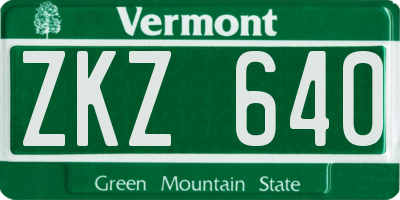 VT license plate ZKZ640