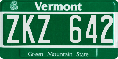 VT license plate ZKZ642