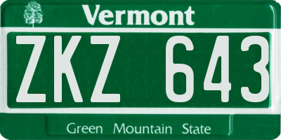 VT license plate ZKZ643