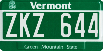 VT license plate ZKZ644