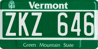 VT license plate ZKZ646