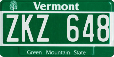 VT license plate ZKZ648