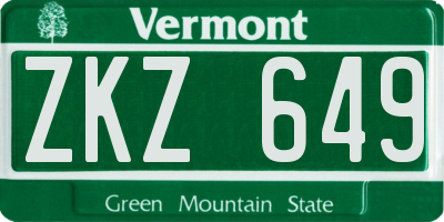 VT license plate ZKZ649