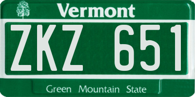 VT license plate ZKZ651