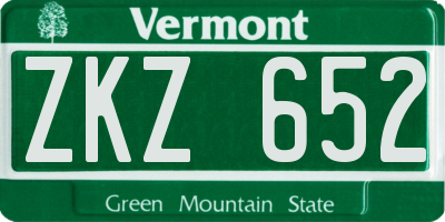 VT license plate ZKZ652