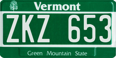 VT license plate ZKZ653