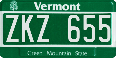 VT license plate ZKZ655