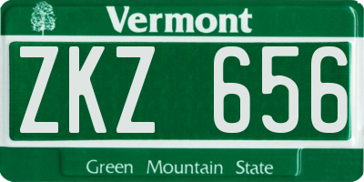 VT license plate ZKZ656