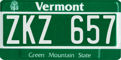 VT license plate ZKZ657
