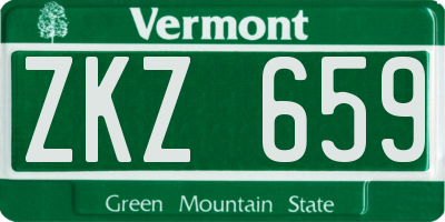 VT license plate ZKZ659