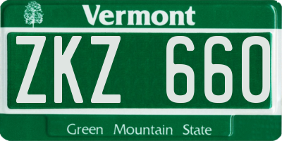 VT license plate ZKZ660