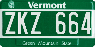 VT license plate ZKZ664