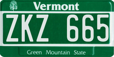 VT license plate ZKZ665