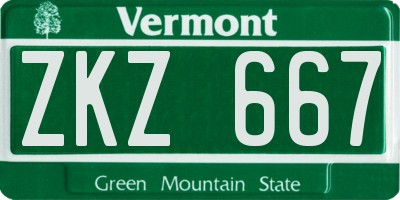 VT license plate ZKZ667