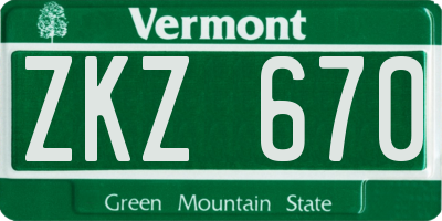 VT license plate ZKZ670