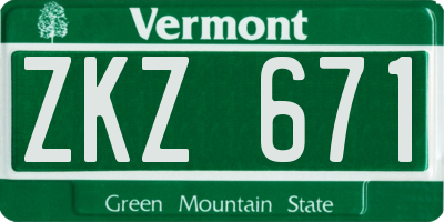 VT license plate ZKZ671
