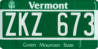 VT license plate ZKZ673