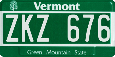 VT license plate ZKZ676
