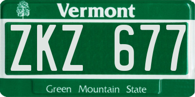 VT license plate ZKZ677