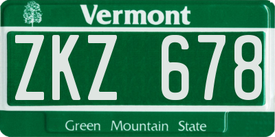VT license plate ZKZ678