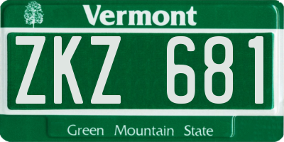 VT license plate ZKZ681
