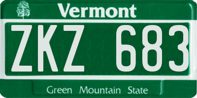 VT license plate ZKZ683
