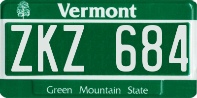 VT license plate ZKZ684
