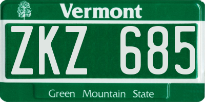 VT license plate ZKZ685