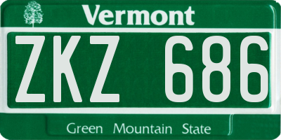 VT license plate ZKZ686
