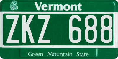 VT license plate ZKZ688