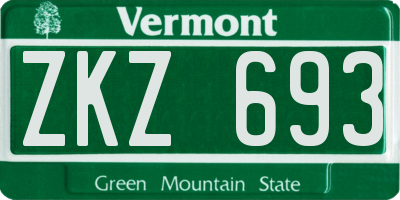 VT license plate ZKZ693