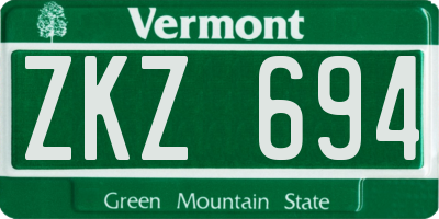 VT license plate ZKZ694
