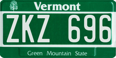 VT license plate ZKZ696