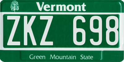 VT license plate ZKZ698