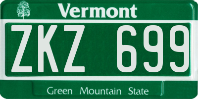 VT license plate ZKZ699