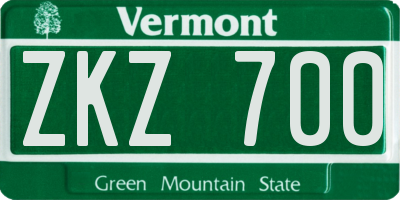 VT license plate ZKZ700